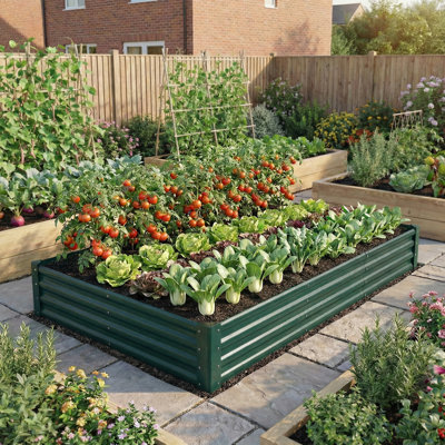 Jardin surélevé galvanisé 8 x 4 x 1 pi, fond ouvert, vert