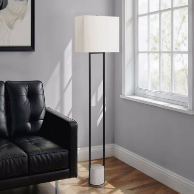 Lighting, 62"H, Floor Lamp, Black Metal, Ivory / Cream Shade, Contemporary