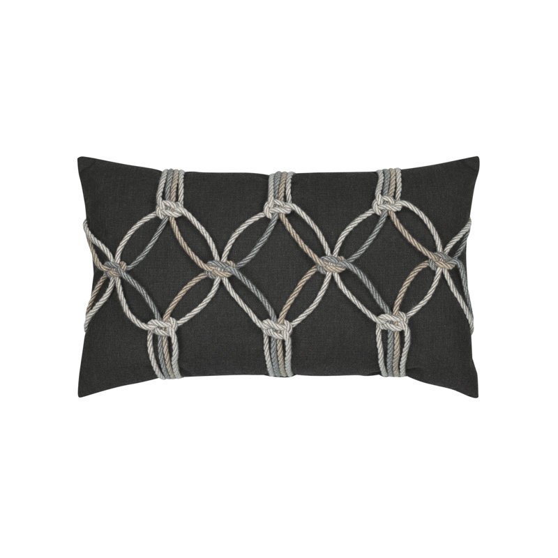 Lagoon Lumbar Indoor/Outdoor Pillow Cover & Insert, Indigo, Rectangular 12" x 20"