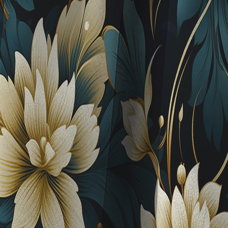 Opulence de fleur de damas noir et beige II - rideau occultant - 1 panneau, L 52 po x L 108 po