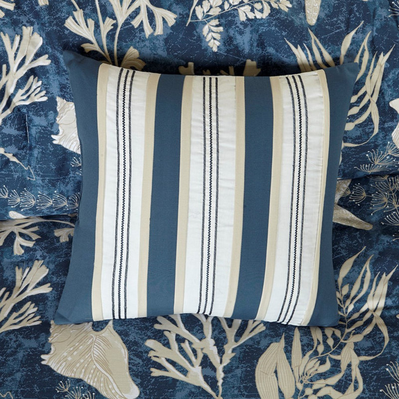 Ensemble d'édredon en satin de coton 7 pièces grand bleu, Bleu