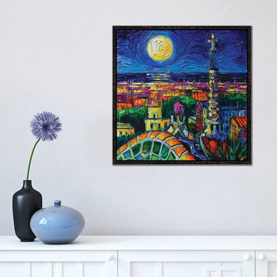 Barcelona Full Moon by Mona Edulesco - Painting on Canvas