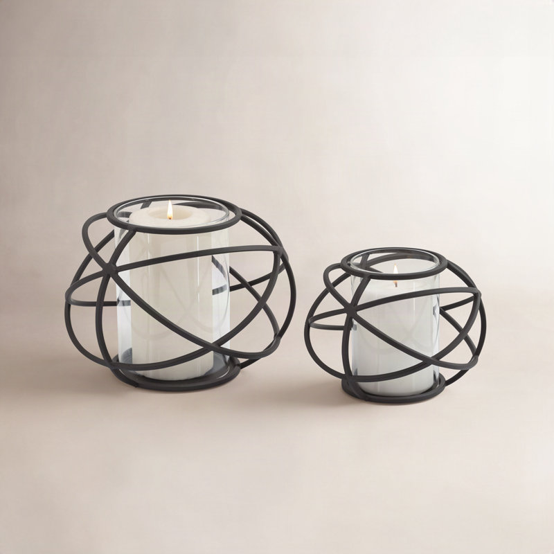 Bougeoirs géométriques modernes en métal, Argent argent