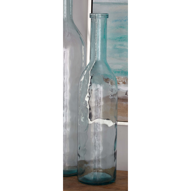 Recycled Glass Handmade Spanish Decorative Blue Vase, 40" H x 8" W x 8" D