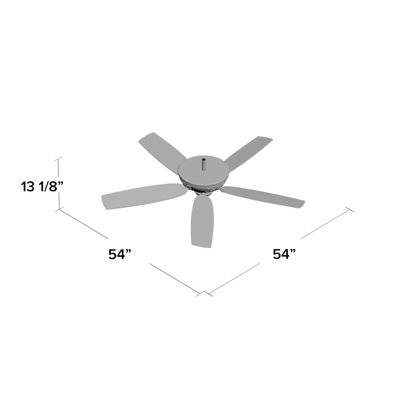 54" Classica 5 - Blade Standard Ceiling Fan with Pull Chain, Beige with Maple Blades