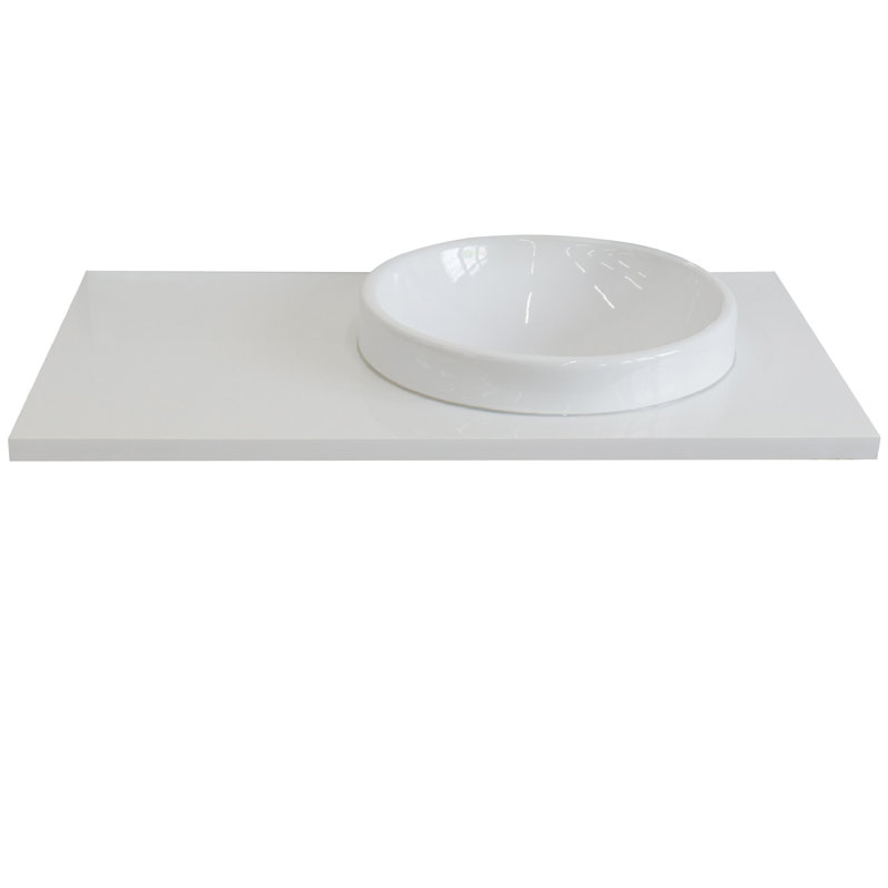 Plateau de meuble-lavabo simple 37 po avec lavabo, Quartz blanc
