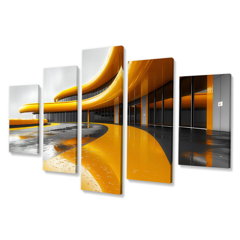 «Yellow Grey Turbocharged Thrills», ensemble d'art sur toile