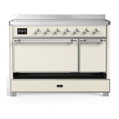 Majestic III Series 48 Inch Induction Range with 6 Induction Elements in Antique White (Chrome Trim)