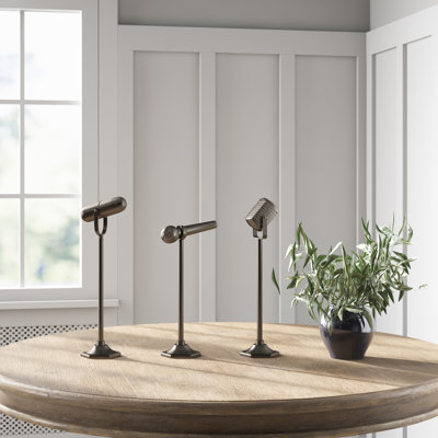 Ensemble de 3 sculptures de microphone en aluminium Golleaz