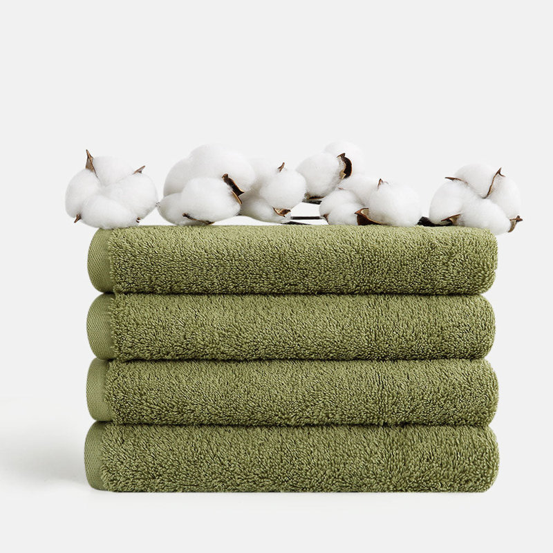 Hand Towels with Hanging Loop (4-Pack 16x28in), Organic Cotton, Siro Spun, Quick-Dry & Super Absorbent Durable for Bathroom & Gym, Commercial-Grade Bulk Vacuum-packed, OEKO-TEX Certified