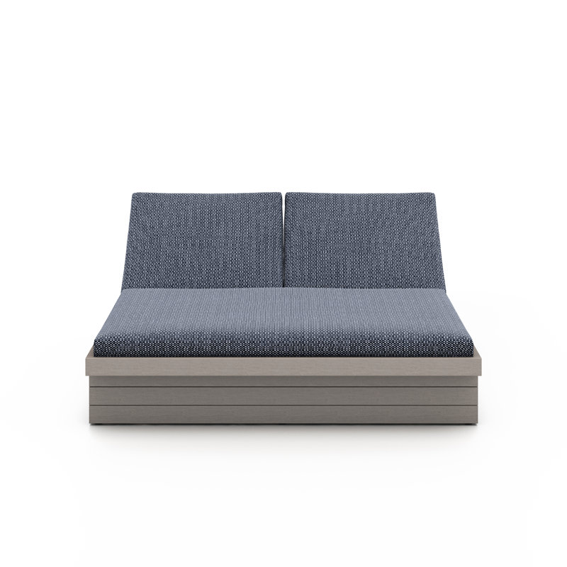 Leroy Outdoor Teak Chaise Lounge, Weathered Gray, Stone Gray
