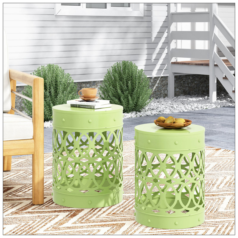 Table de bout d'extérieur en métal S / 2, Vert