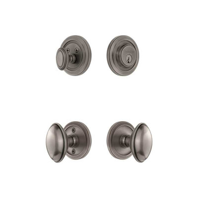 Grandeur Circulaire Rosette Entry Set with Eden Prairie Knob in Antique Pewter