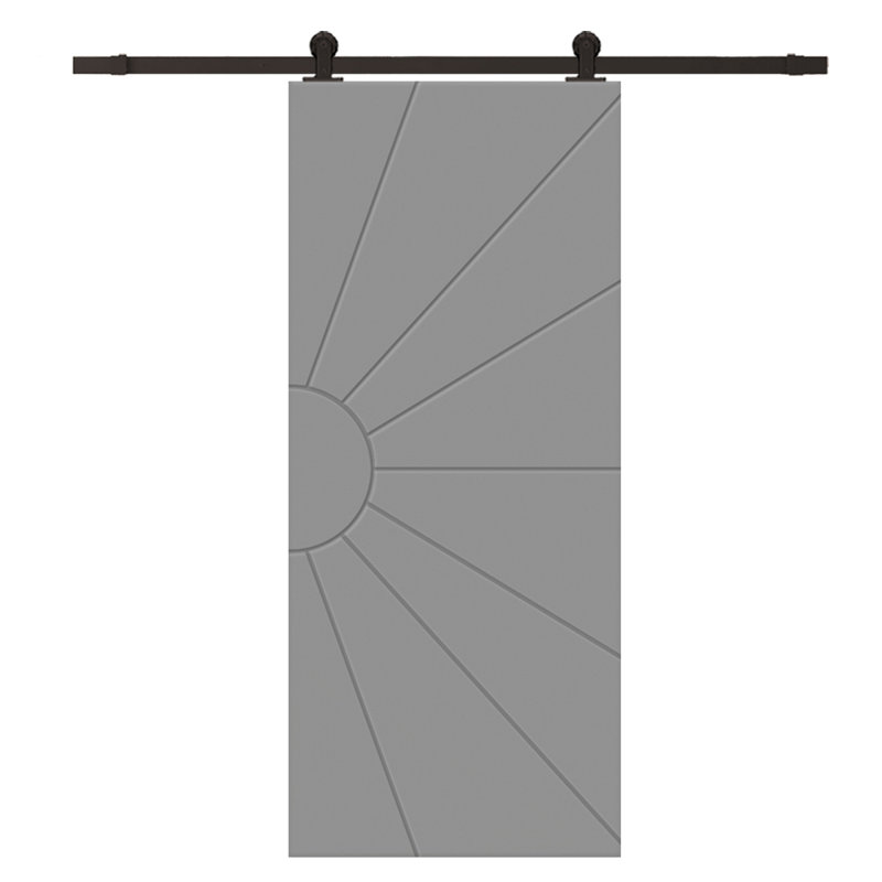 Porte de grange à panneaux et en bois manufacturé avec quincaillerie d'installation, 30 po x 80 po, Gris clair