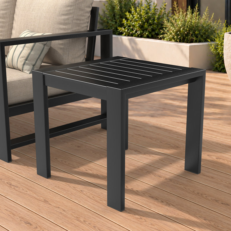 Table d'appoint d'extérieur carrée en métal 22,5 po Dulcie
