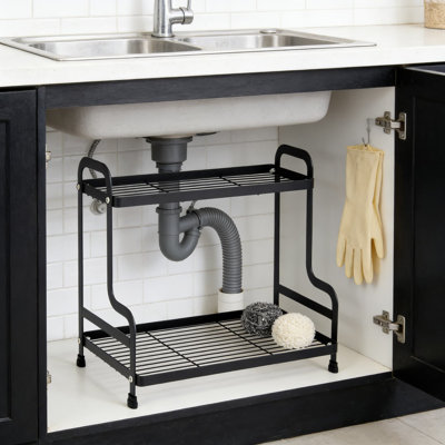 2-Tier Metal Countertop Organizer Shelf For Kitchen And Bathroom Storage, Heavy-Duty Under Sink Organizer For Cosmetics, Spices, And Toiletries