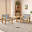 Fauteuil détachable et lavable en tissu de lin avec structure en bois massif, accoudoirs larges, design Mid-Century pour le salon, la chambre à coucher et le balcon-292231079-270028923