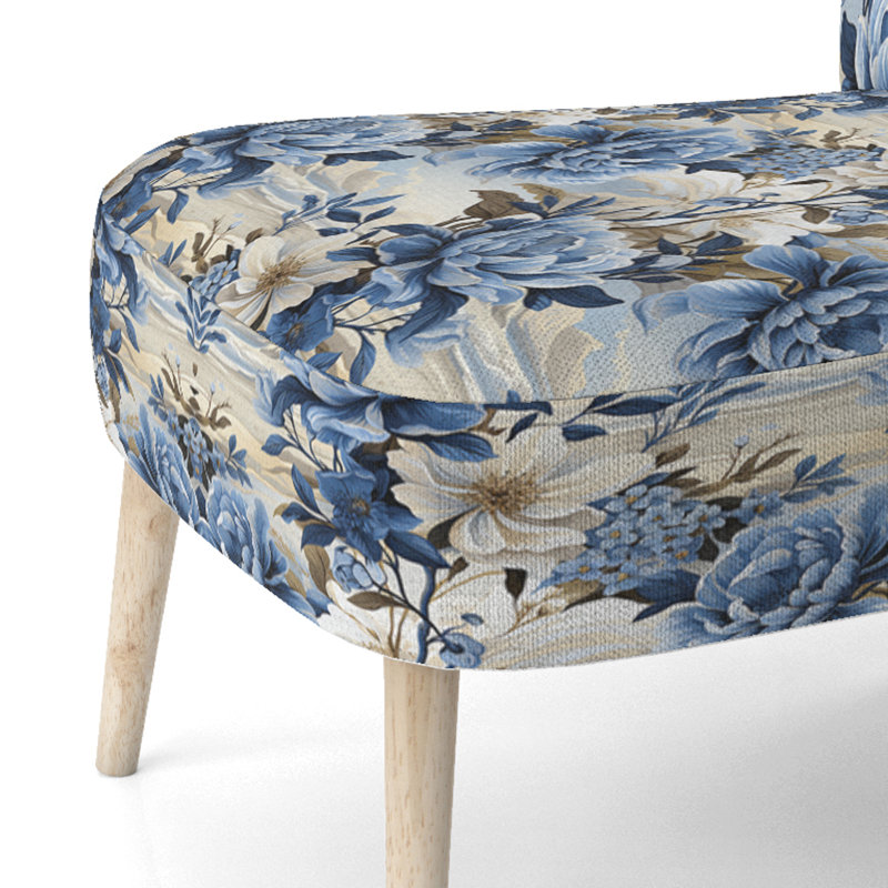 Coastal Victorian Tranquility Victorian Motif - Chaise d'appoint rembourrée de style campagne, chaise d'appoint bleue