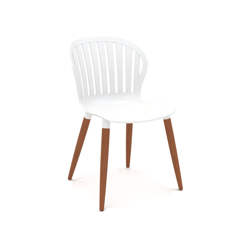 Chaises de patio Elian Amazonia, Bois foncé, Chaise blanche
