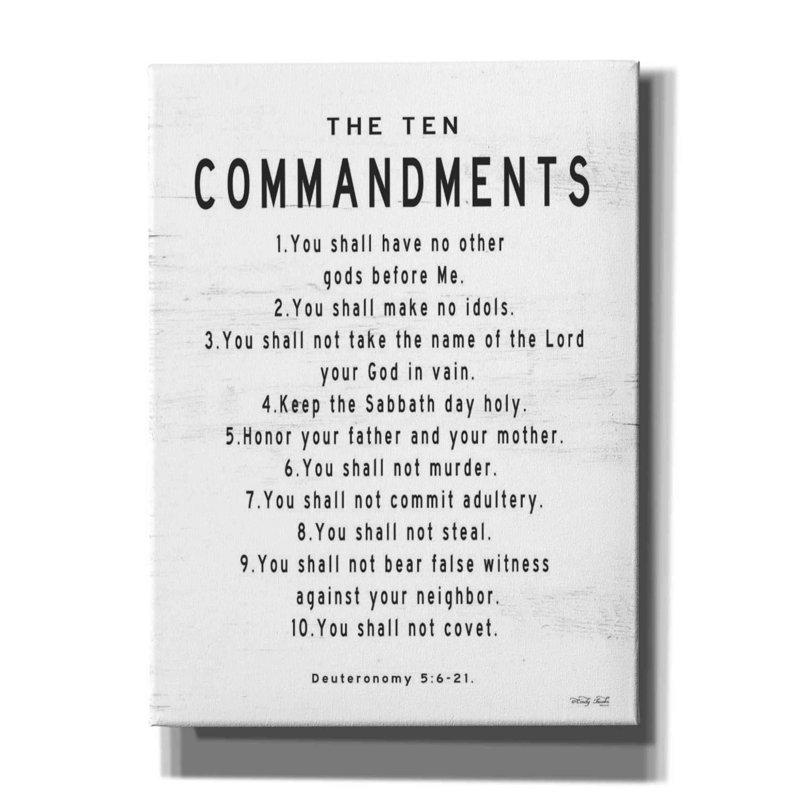«The Ten Commandments» par Cindy Jacobs, art mural sur toile, H 54 po x l 40 po x P 1,5 po