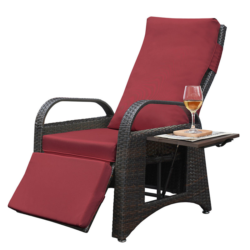 Outdoor Adjustable Patio Lounge Chair, Red