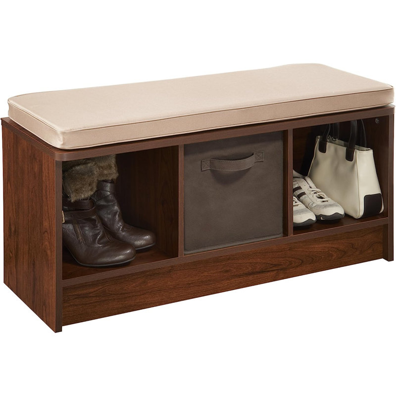 Cubeicals 3-Cube Storage Bench, White, Dark Cherry