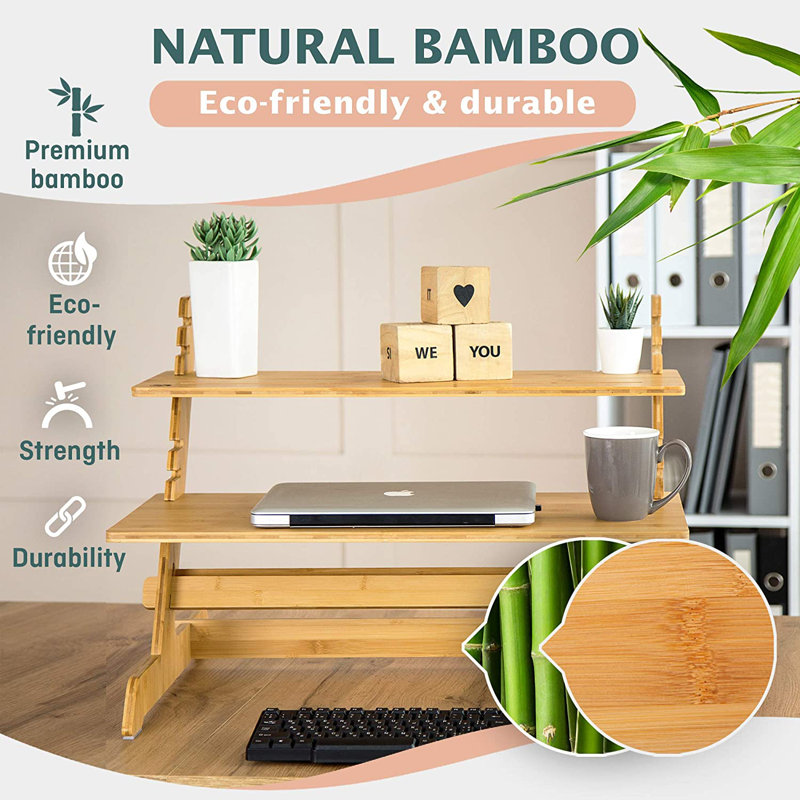 Aoibh Adjustable Solid Wood Standing Desk Converter