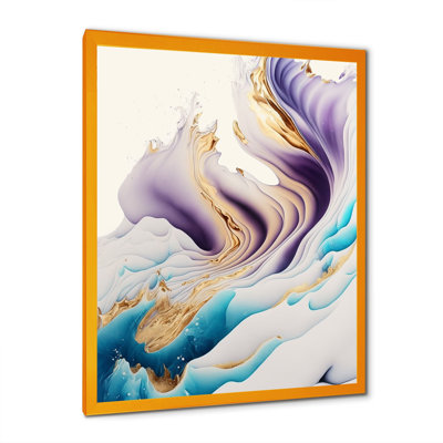 «Blue, Gold and Mauve Abstract Waves I», reproduction sur toile