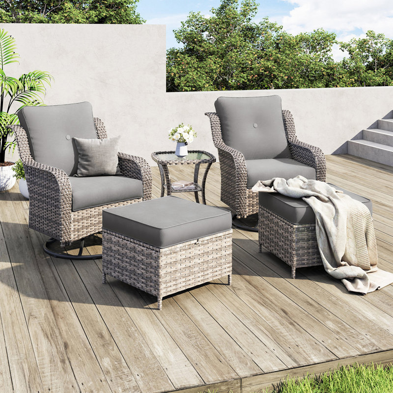 Ensemble de conversation pour terrasse avec coussins 2 personnes, Gris