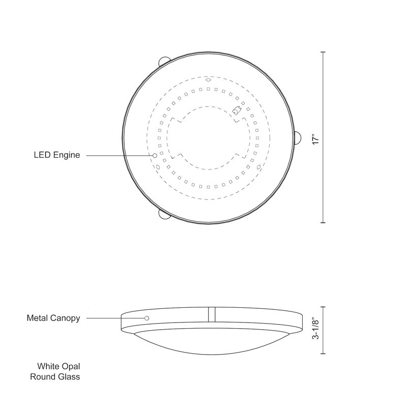 Floyd 1 - Light LED Flush Mount, 3.13" H x 17" W x 17" D