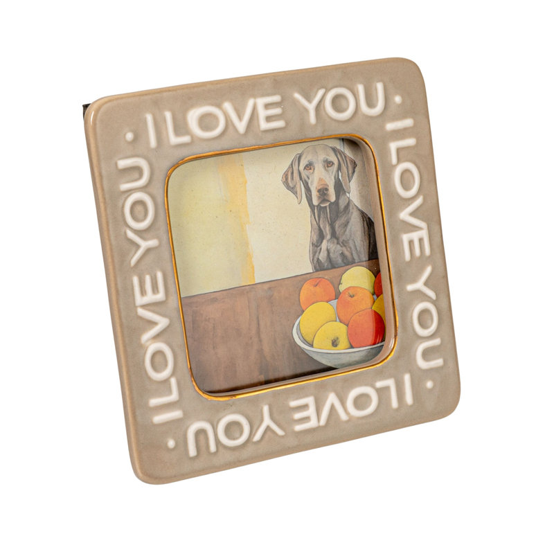 Cadre photo en grès "I Love You", beige