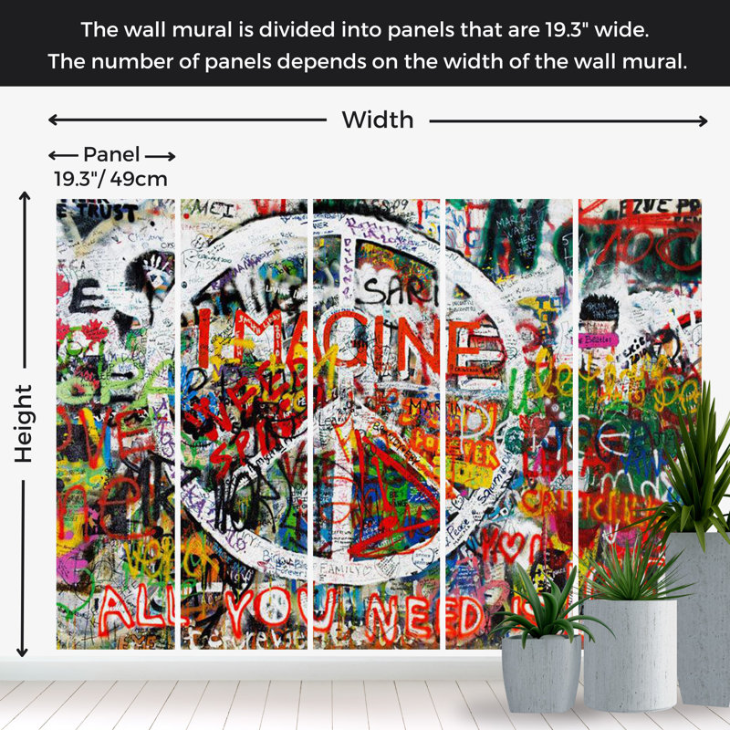 Murale Peel & Stick Street Art - Graffiti hippie, L 38 po x L 27 po