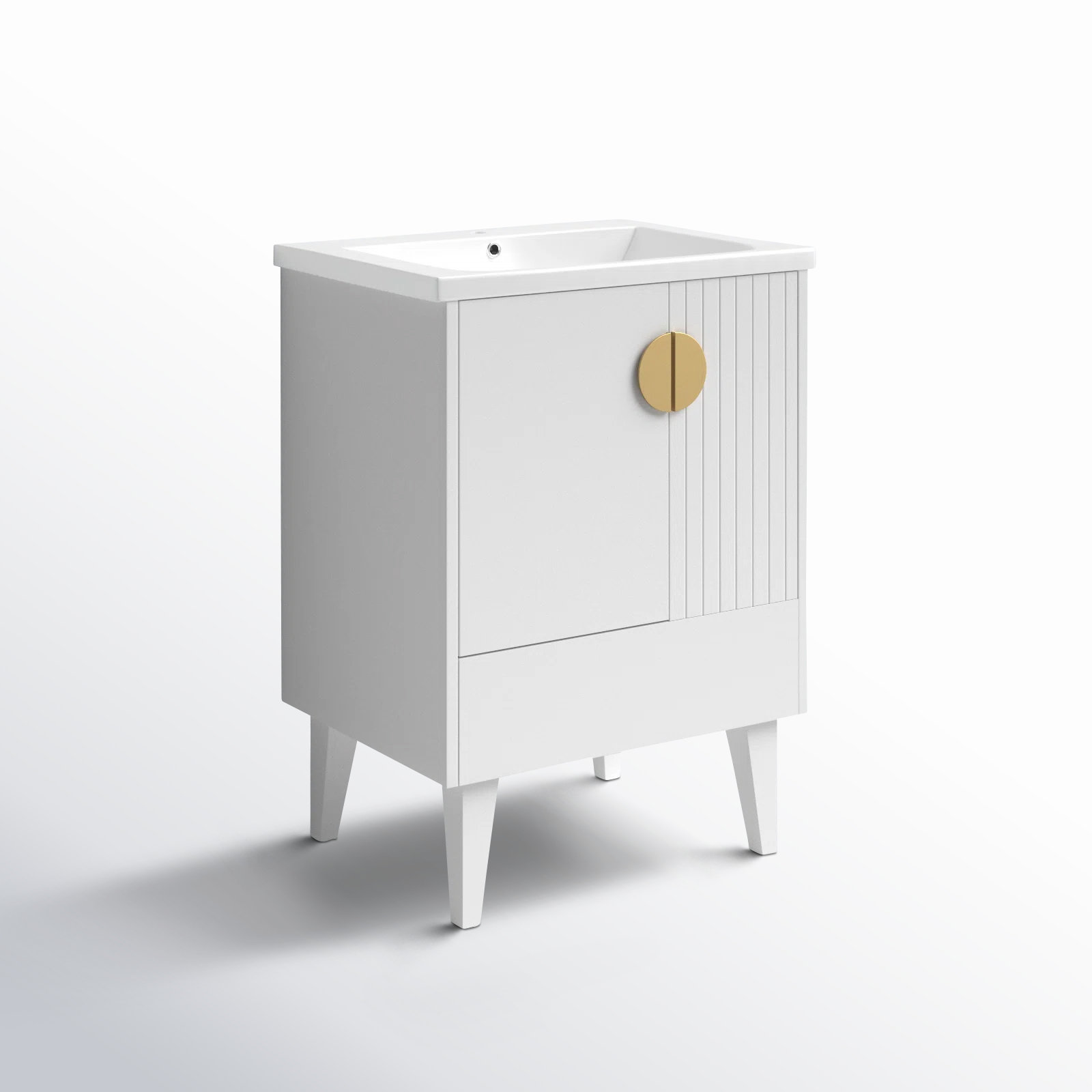 Saimah 24'' Single Bathroom Vanity, Satin Brass, White Matte