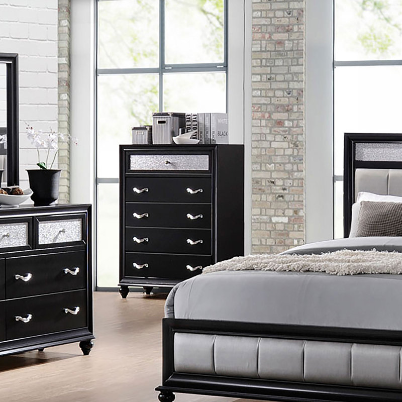 Dasher 5-drawer Bedroom Chest Black, Black