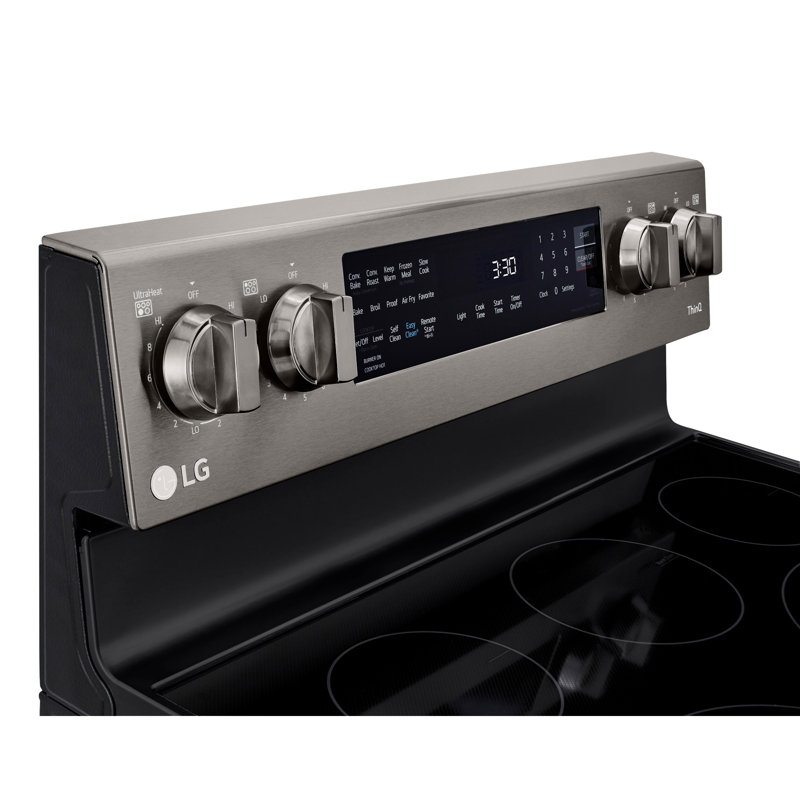 6.3 cu ft. Smart Wi-Fi Enabled True Convection InstaView Electric Range with Air Fry, Black Stainless Steel