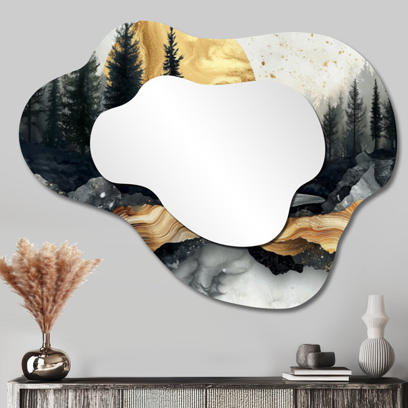 Miroir mural noir irrégulier Black Forest, 27" x 35"
