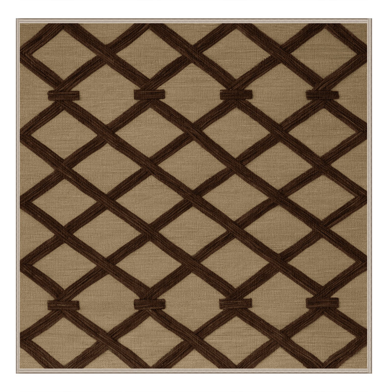 Machine Washable Trellis Beige Area Rug, Square 5'