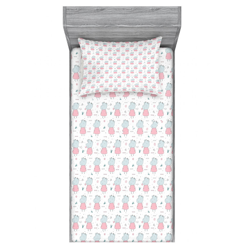 Microfiber Floral Sheet Set, Twin Sheet Set with Fitted Sheet