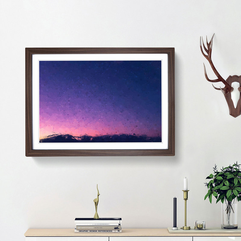 Moon over Iran in Abstract - Picture Frame Graphic Art Print, Walnut Framed, 48cm H x 65cm W x 2cm D