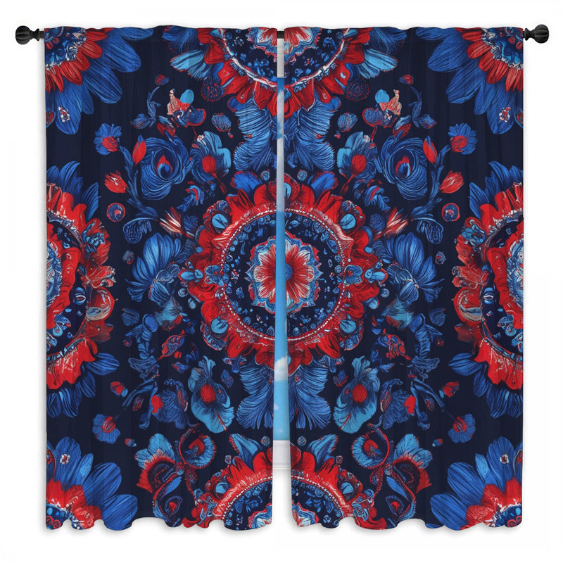 Rideaux de fenêtre mandala à motif floral transparent et obscurcissant - 2 panneaux, 20in x 50in - 2 panels, Transparent