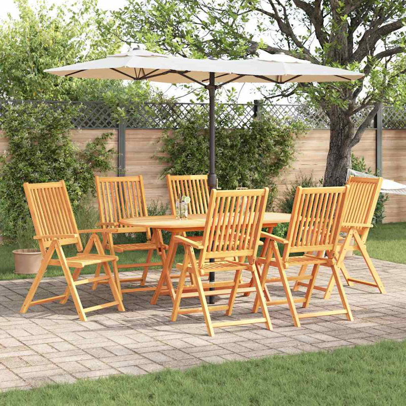 Ensemble de salle à manger de jardin pliant 7 pièces en bois d'acacia massif brun brun