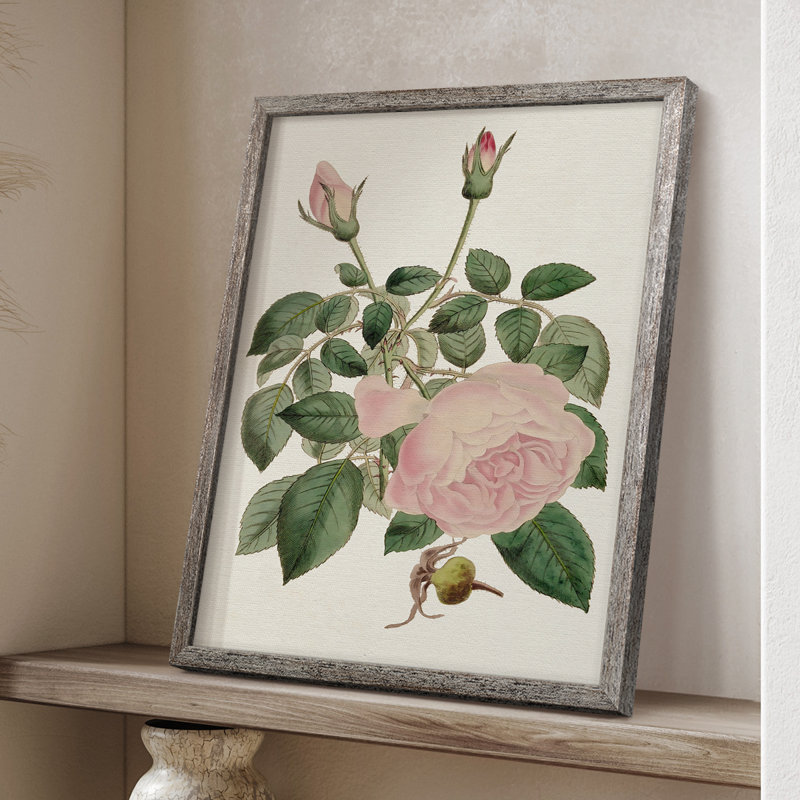 «Pink Floral Mix II», reproduction encadrée - bois massif, H 21 po x l 17 po