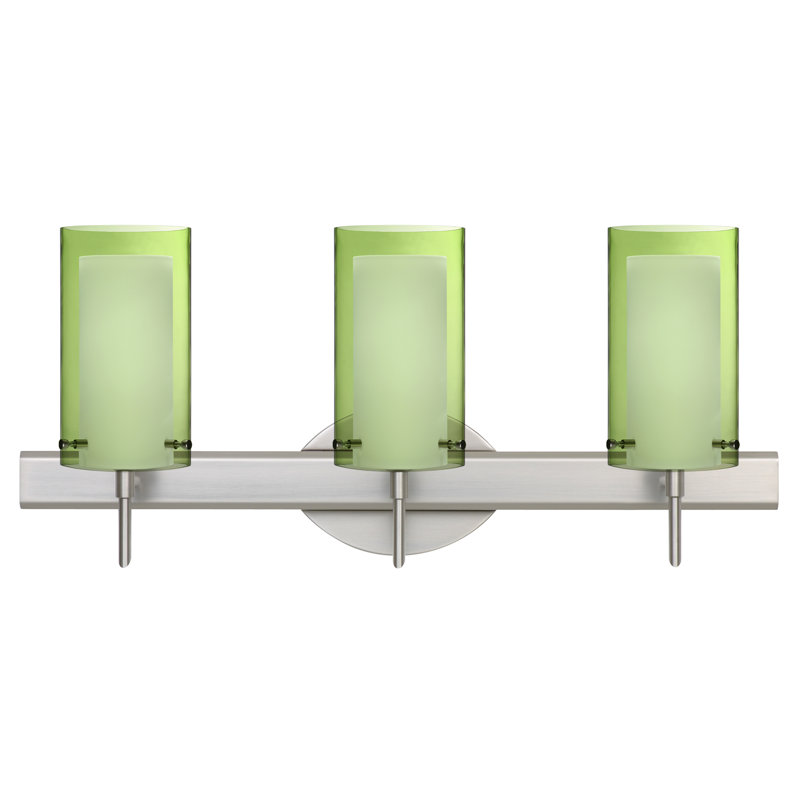Éclairage pour meuble-lavabo 3 lumières Morena, Nickel satiné, Olive / opale transparent