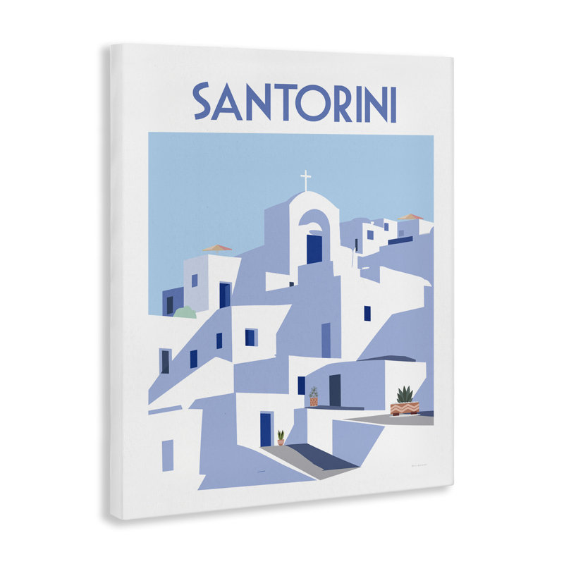  Art mural sur toile Santorini City Architecture par Omar Escalante, H 40 po x l 30 po