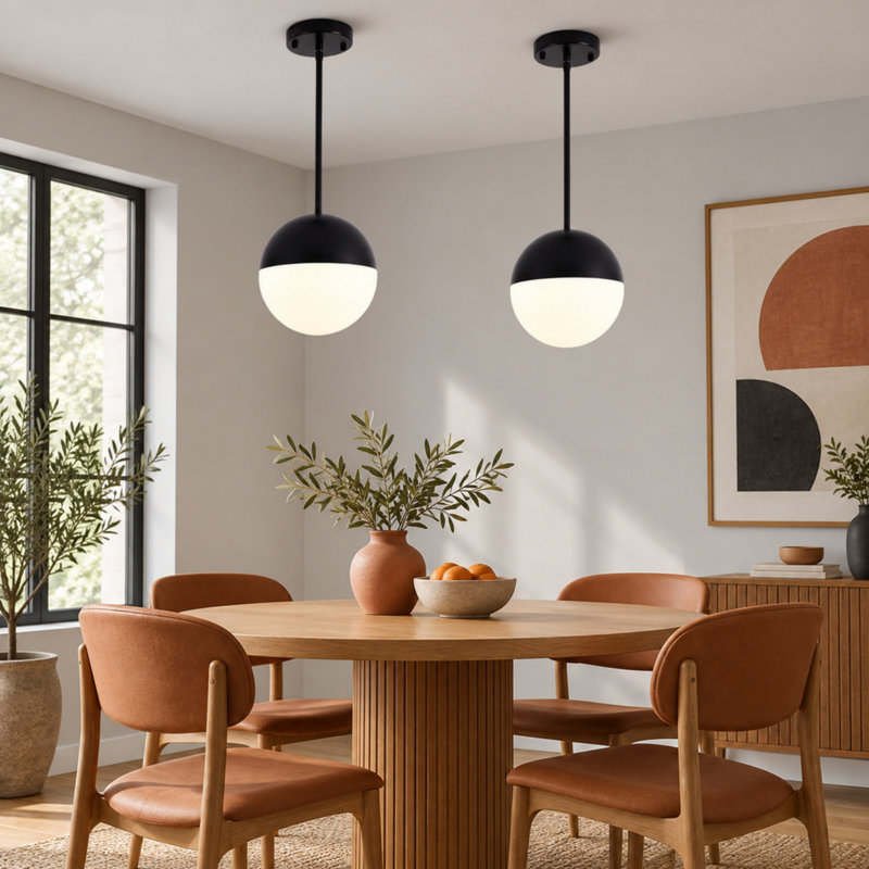 Ensemble de 2 luminaires suspendus de style Mid-Century, Noir