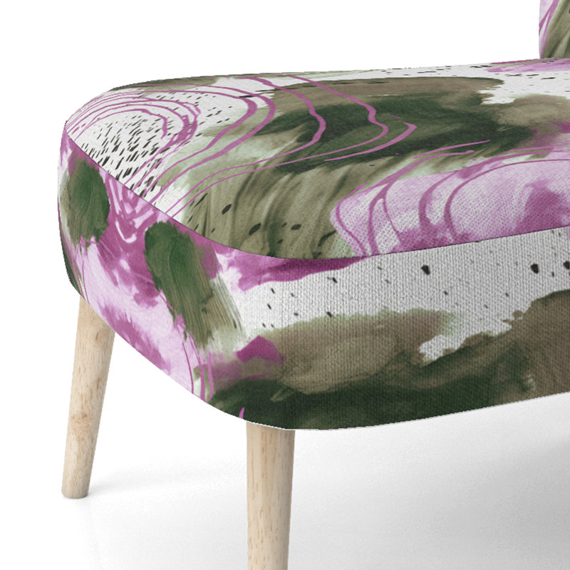 Abstract Pattern With Blue & Golden Textures II - Upholstered Contemporary Side Chair, Collage Art Accent Chair
