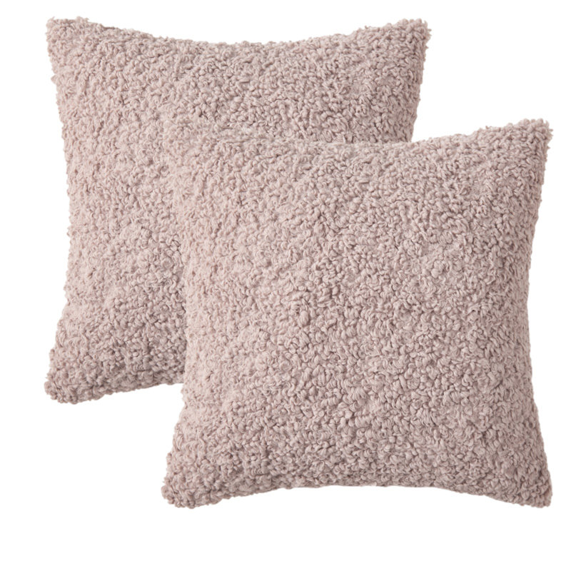 Faux Fur Pillow Cover, Pink, 18"H x 18"W