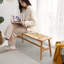 Banc en bois massif tissé avec siège canne pour salle à manger et salle de bain avec rebond confortable et polyvalent-128632840
