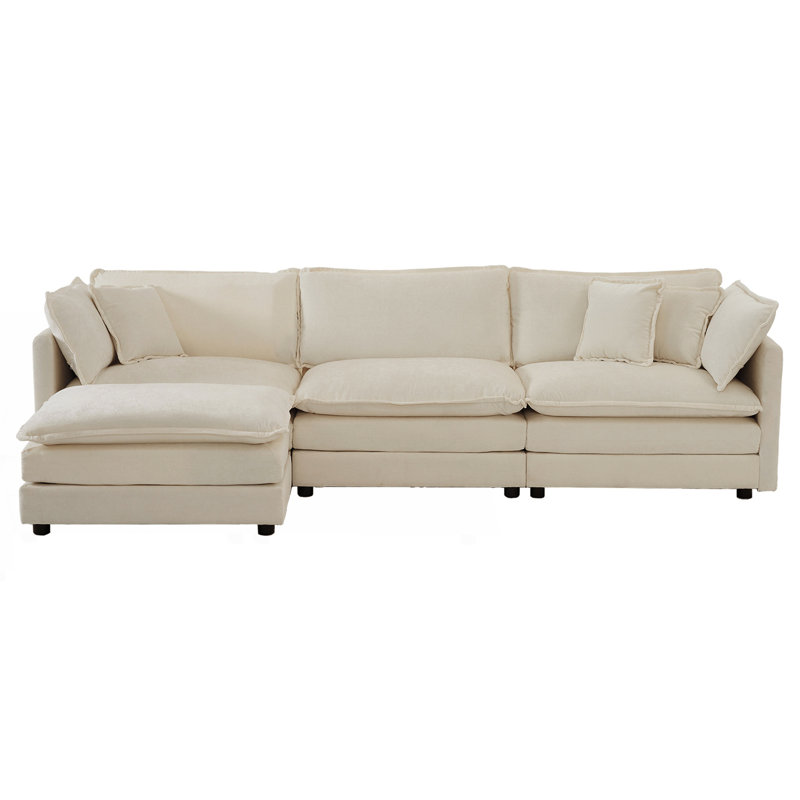 Canapé modulaire surdimensionné en L avec repose-pieds réversible Free Combination Upholstery, Beige