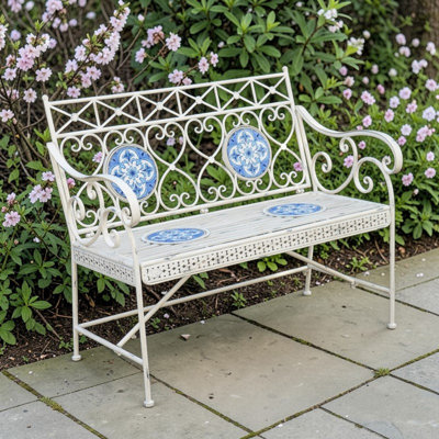 43in. Écusson Mosaic Metal Rectangular Garden Bench